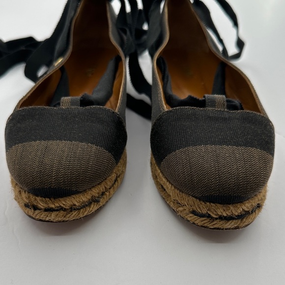 FENDI Black /Brown Ballerina Pequin Espadrilles- Size 5 - Picture 7 of 11